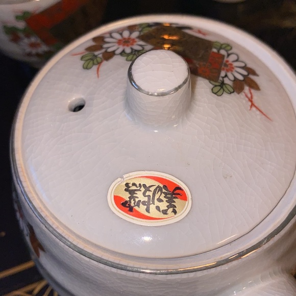 Japanese Porcelain Tea Set 6pc Teacups Teapot Vtg Kyusu Yunomi Tokoname Ware - Picture 5 of 8